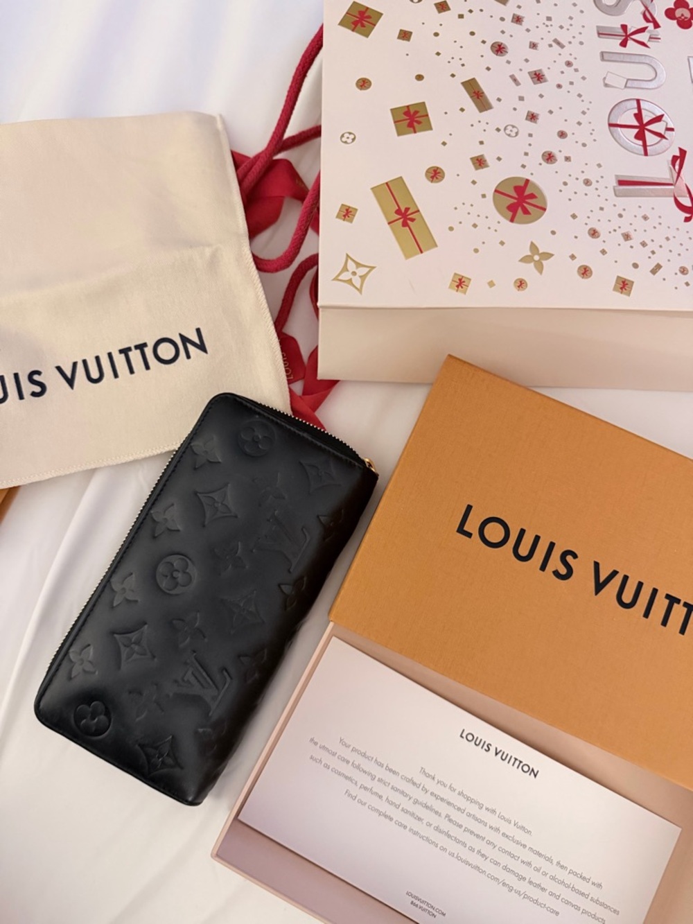 Louis Vuitton Black Embossed Monogram Zip Wallet